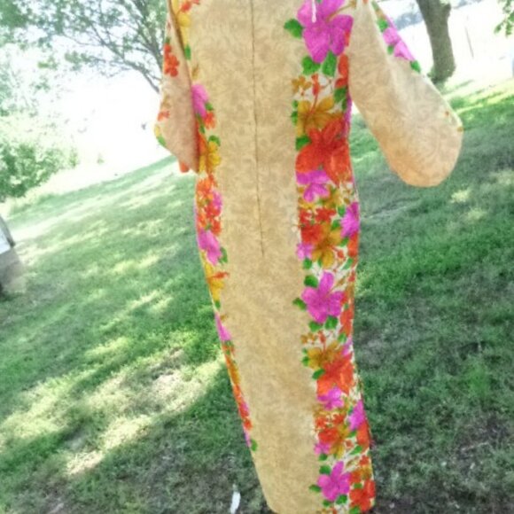 NOS Vintage Hawaiian Maxi Dress 1960s 70s Sz 14 US Made Deadstock 1 Flaw UNWORN - Picture 10 of 15